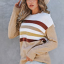  Crew Neck Striped Long Sleeve Sweater