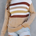  Crew Neck Striped Long Sleeve Sweater