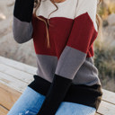  Red Knitted Colorblock Sweater