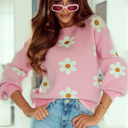  Floral Pattern Drop Shoulder Sweater 