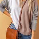 Large V Neck Colorblock Casual Sweater