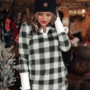  Plaid Long Sleeve Top and Pants Lounge Set