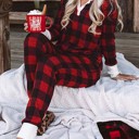  Plaid Long Sleeve Top and Pants Lounge Set