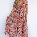 Large Floral Ruffle Tiered Maxi Dress