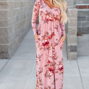 Large Floral Long Sleeve V-Neck Maxi Dress