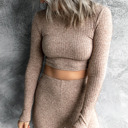  Ribbed Knit Crop Top and Pants Two Piece Set