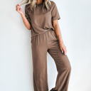  T Shirt 2pcs Wide Leg Pants Set