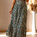  Floral Ruffled Crop Top and Maxi Skirt Set