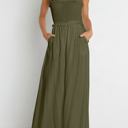  Smocked Bandeau Wide Leg Jumpsuit