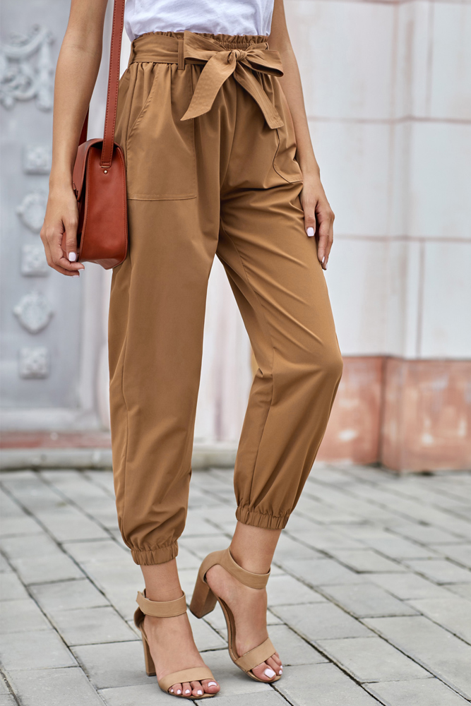 Belted Casual Pocketed Pants