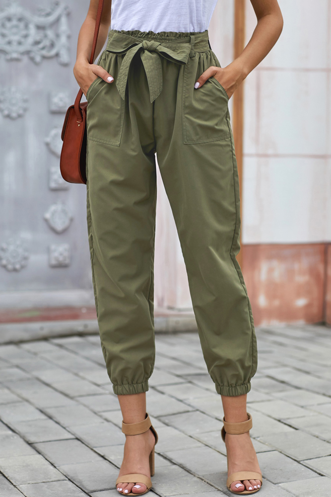 Belted Casual Pocketed Pants