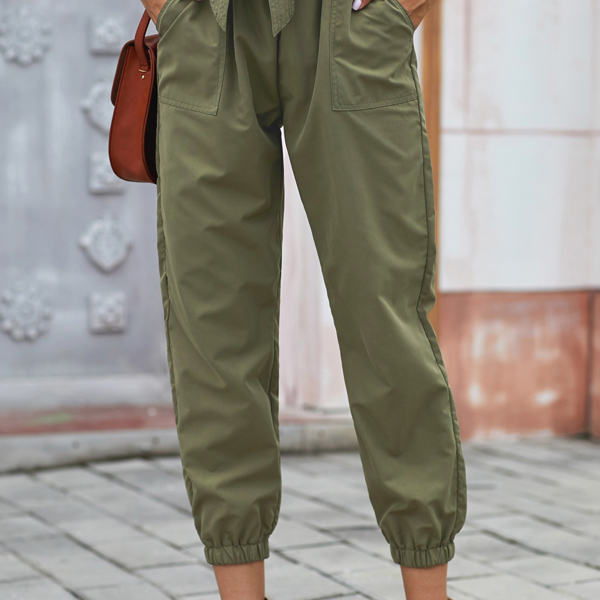 Belted Casual Pocketed Pants