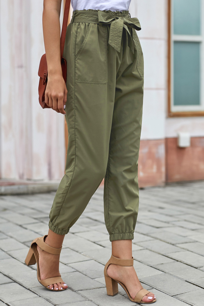 Belted Casual Pocketed Pants