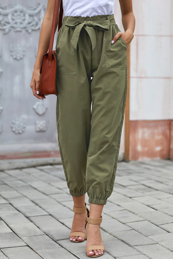 Belted Casual Pocketed Pants