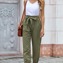  Belted Casual Pocketed Pants