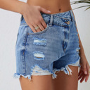  Crossover Waist Denim Shorts