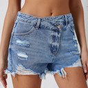  Crossover Waist Denim Shorts