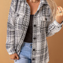  Plaid Chest Pockets Buttoned Jacket