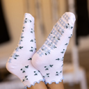  Blue Floral Grip Socks with Squish 