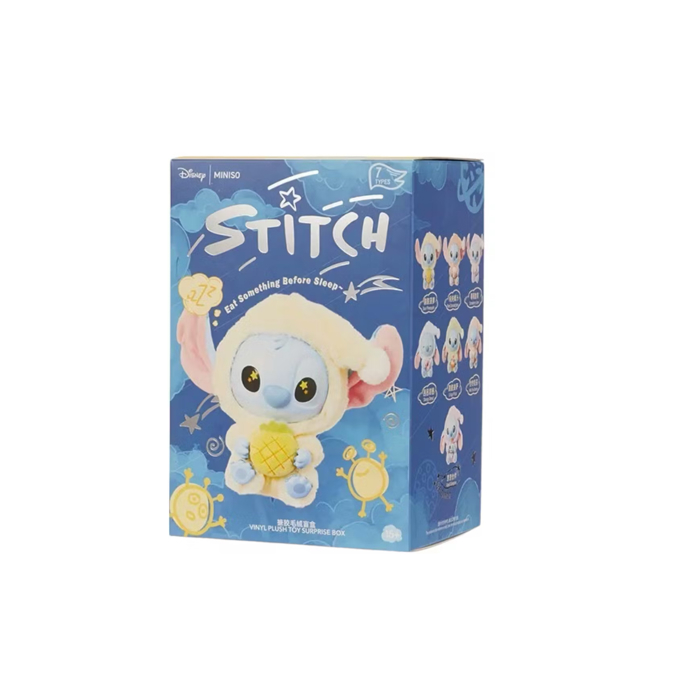 MINISO - TOP TOY DISNEY STITCH EATING SOMETHING BEFORE SLEEP PLUSH KEYCHAIN (BLIND BOX)
