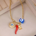   Evil Eye & Chili Pepper Pendant Necklace