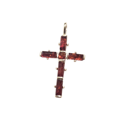  Mate Cognac Amber Sterling Silver Cross Pendant