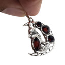  Amber Wolf On The Moon Pendant