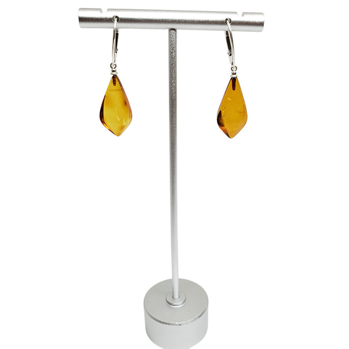 Baltic Amber Semi Faceted Drop Earrings On Hooks