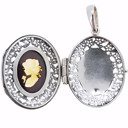  Lady Cameo Amber Sterling Silver Pendant