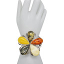  Flower Multi-Color Amber Handmade Cuff Bracelet
