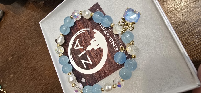 Aquamarine and Lava Gemstone Diffuser Bracelet 