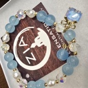  Aquamarine and Lava Gemstone Diffuser Bracelet 