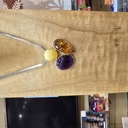  Amethyst, Amber and Citrine Silver Pendant