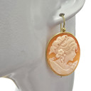  talian Shell Gold-Plated Silver Lady Cameo Earrings