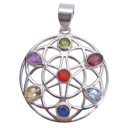  Faceted Multi-Gemstone 7 Chakra Mandala Pendant