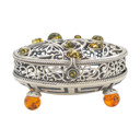  Multi Color Amber Silver Keepsake Box