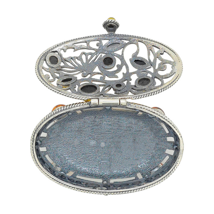 Multi Color Amber Silver Keepsake Box