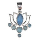  Faceted Blue Chalcedony Sterling Silver Lotus Pendant