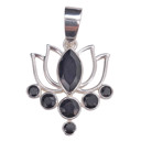 Faceted Black Onyx Sterling Silver Lotus Pendant