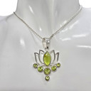  Faceted Peridot Sterling Silver Lotus Pendant