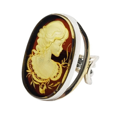 Carved "Lady" Amber Cameo Ring