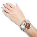  Multi-Color Amber/Larimar Handmade Cuff Bracelet