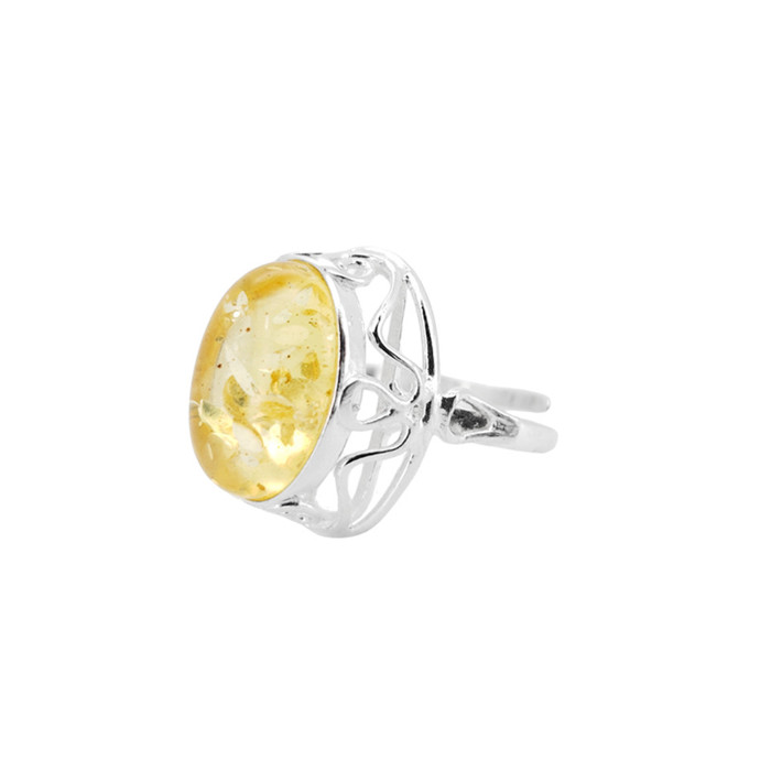 Citrine Amber Sterling Silver Adjustable Ring 