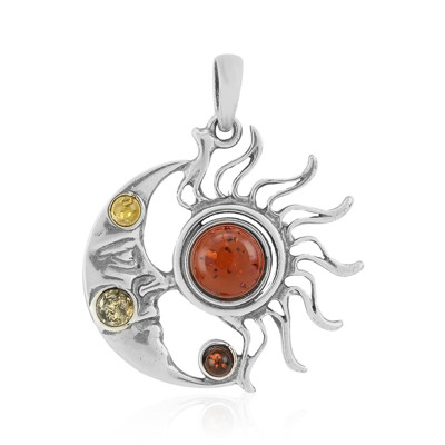 Genuine Baltic Amber Sun and Moon Pendant/ Celestial