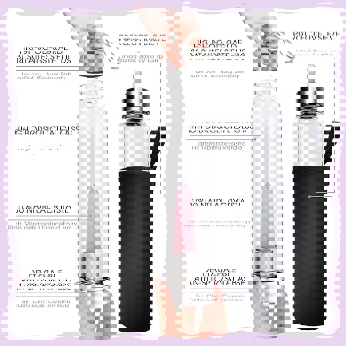 Rose Quartz LOVE  Crystal Glass Water Bottle