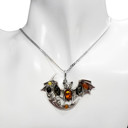  Bat on the Moon Multi color Amber /.925 Silver Pendant